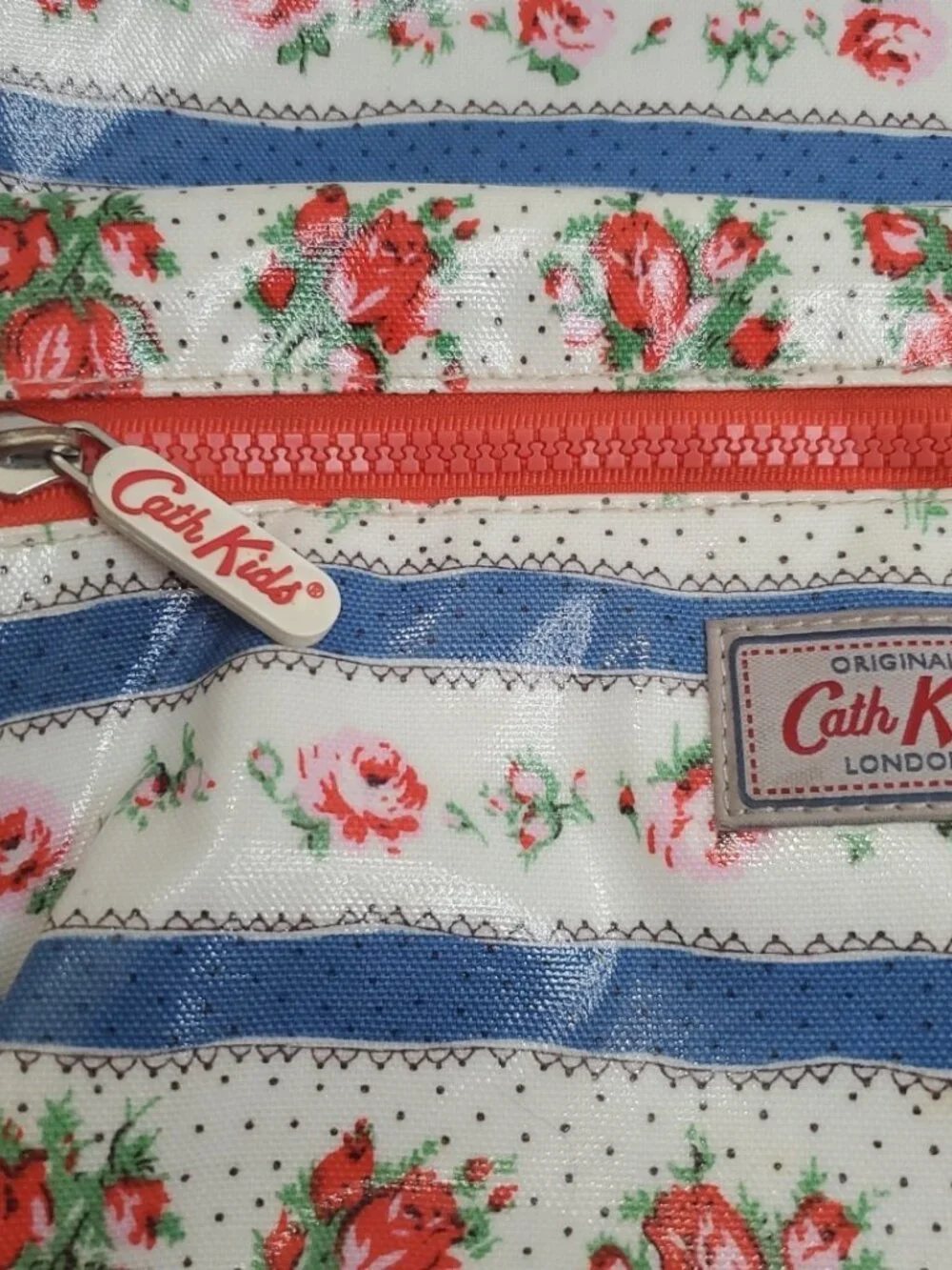 Cath Kidston White Pink Floral Rucksack Oil Cloth 15 Inches Backpack London